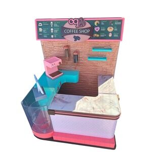 Our Generation Coffee Shop Playset for 18 Inch Dolls Pink Teal Brown OG Cafe